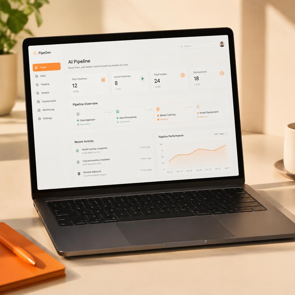Laptop displaying a development and automation dashboard